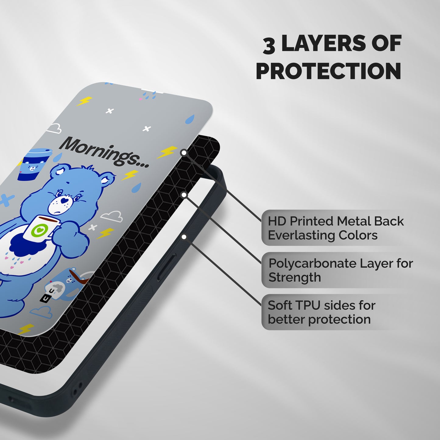 Morning Bear Shockproof Hybrid Protection (Metal + TPU) Back Case Cover