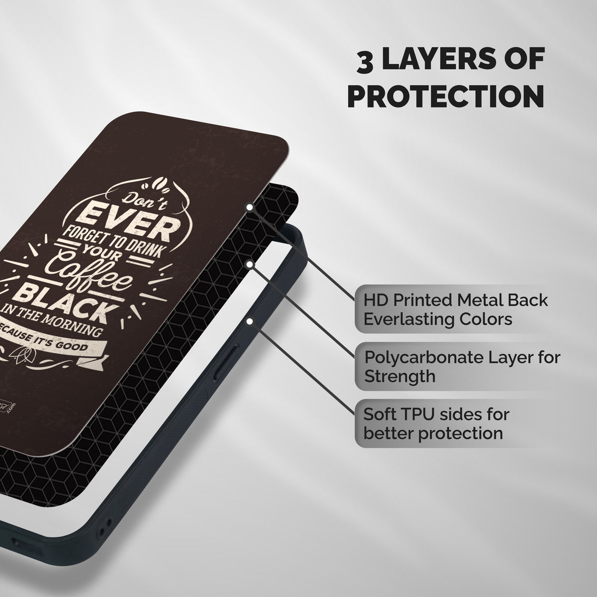 Morning Coffee Love Shockproof Hybrid Protection (Metal + TPU) Back Case Cover
