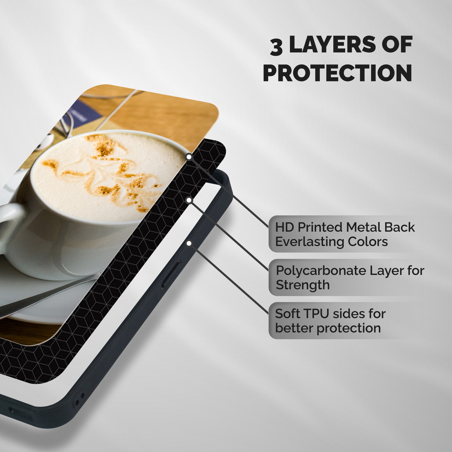 Morning Coffee Shockproof Hybrid Protection (Metal + TPU) Back Case Cover