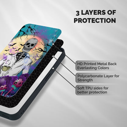 Morning Tea Skull Shockproof Hybrid Protection (Metal + TPU) Back Case Cover
