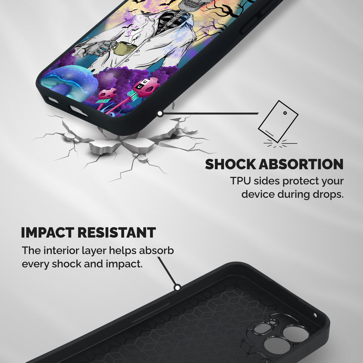 Morning Tea Skull Shockproof Hybrid Protection (Metal + TPU) Back Case Cover
