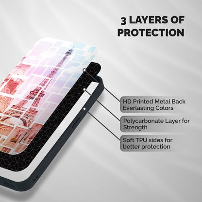 Mosiac City Shockproof Hybrid Protection (Metal + TPU) Back Case Cover