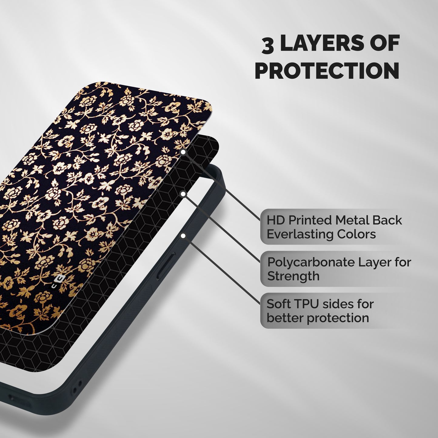 Most Beautiful Floral Shockproof Hybrid Protection (Metal + TPU) Back Case Cover