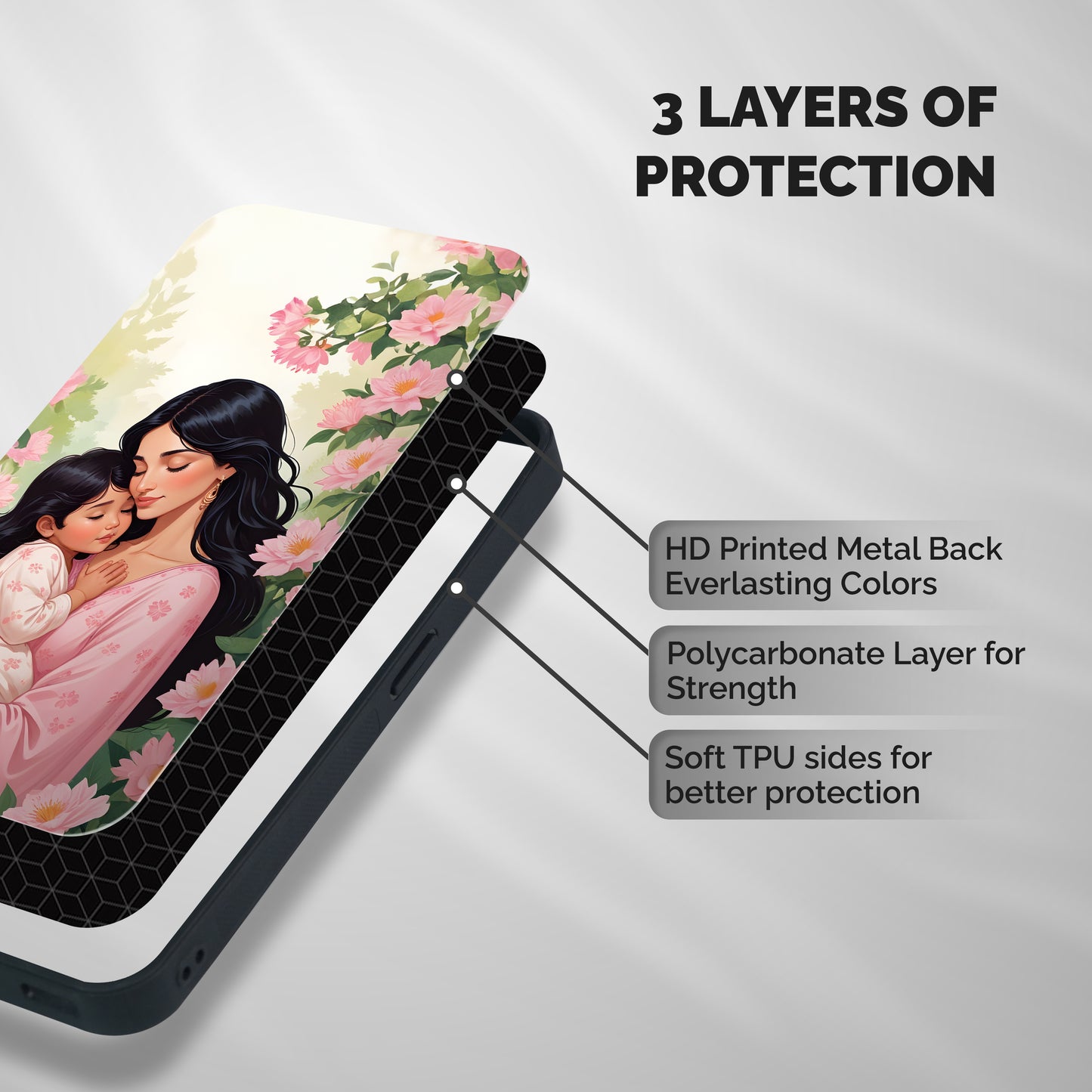 Mother Love Shockproof Hybrid Protection (Metal + TPU) Back Case Cover
