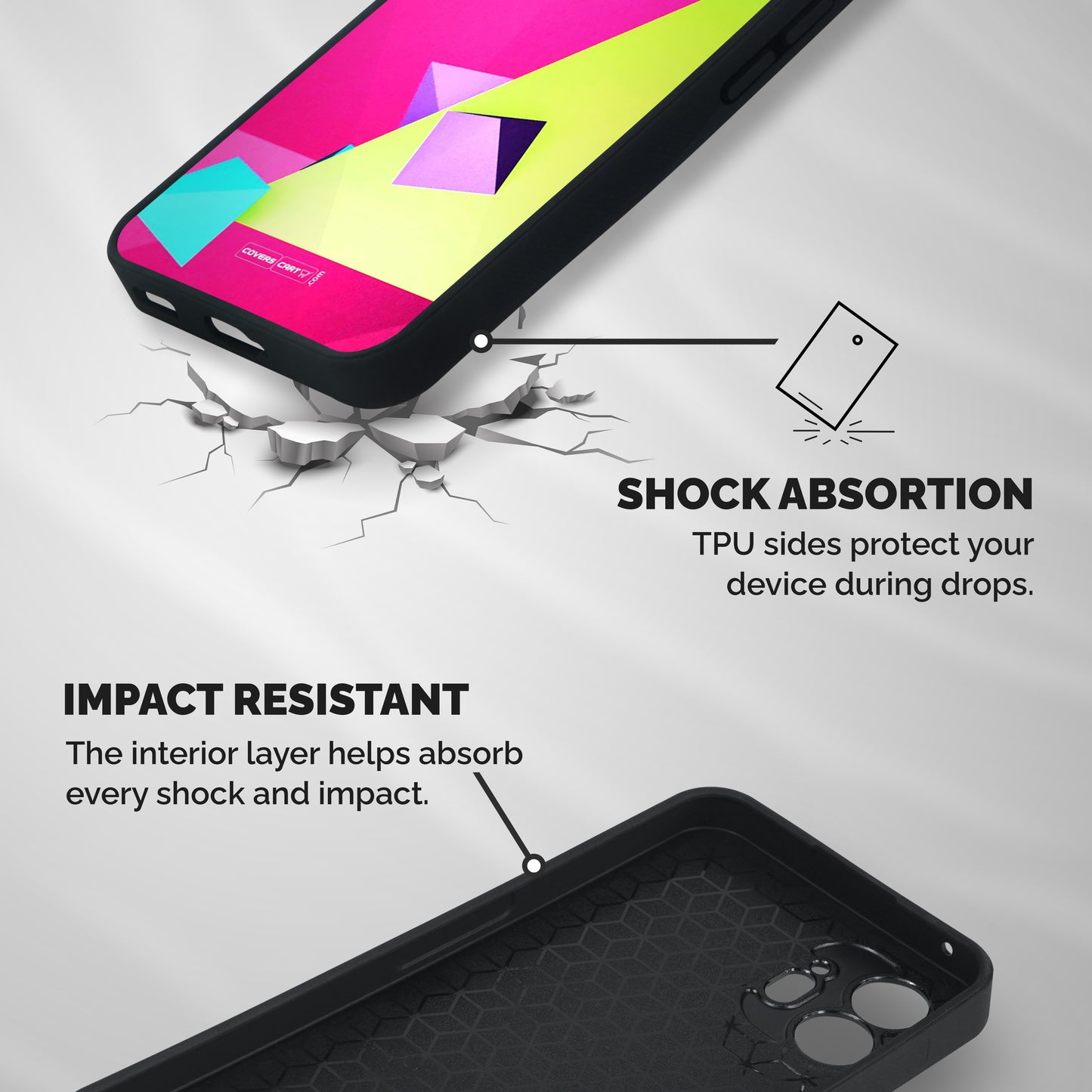 Motion Triangles Shockproof Hybrid Protection (Metal + TPU) Back Case Cover