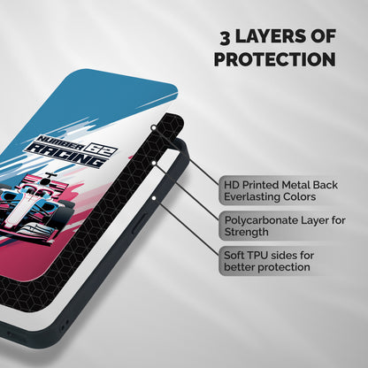 Motor Racing Shockproof Hybrid Protection (Metal + TPU) Back Case Cover