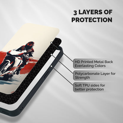 Motosport Rider Shockproof Hybrid Protection (Metal + TPU) Back Case Cover