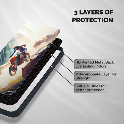 Mountain Biker Shockproof Hybrid Protection (Metal + TPU) Back Case Cover