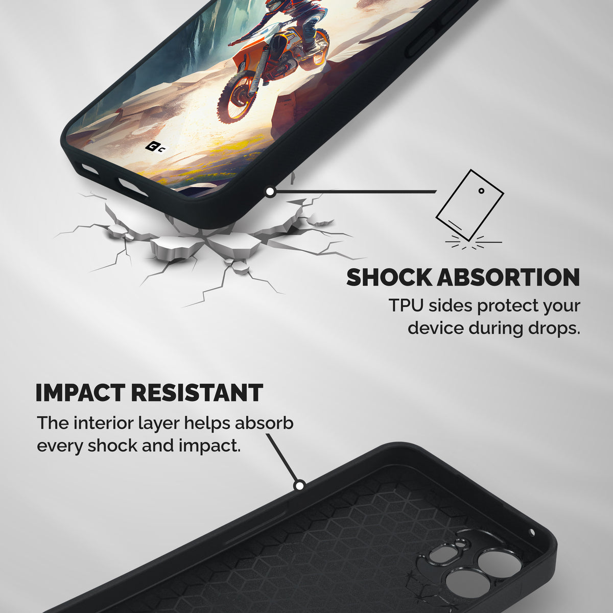Mountain Biker Shockproof Hybrid Protection (Metal + TPU) Back Case Cover