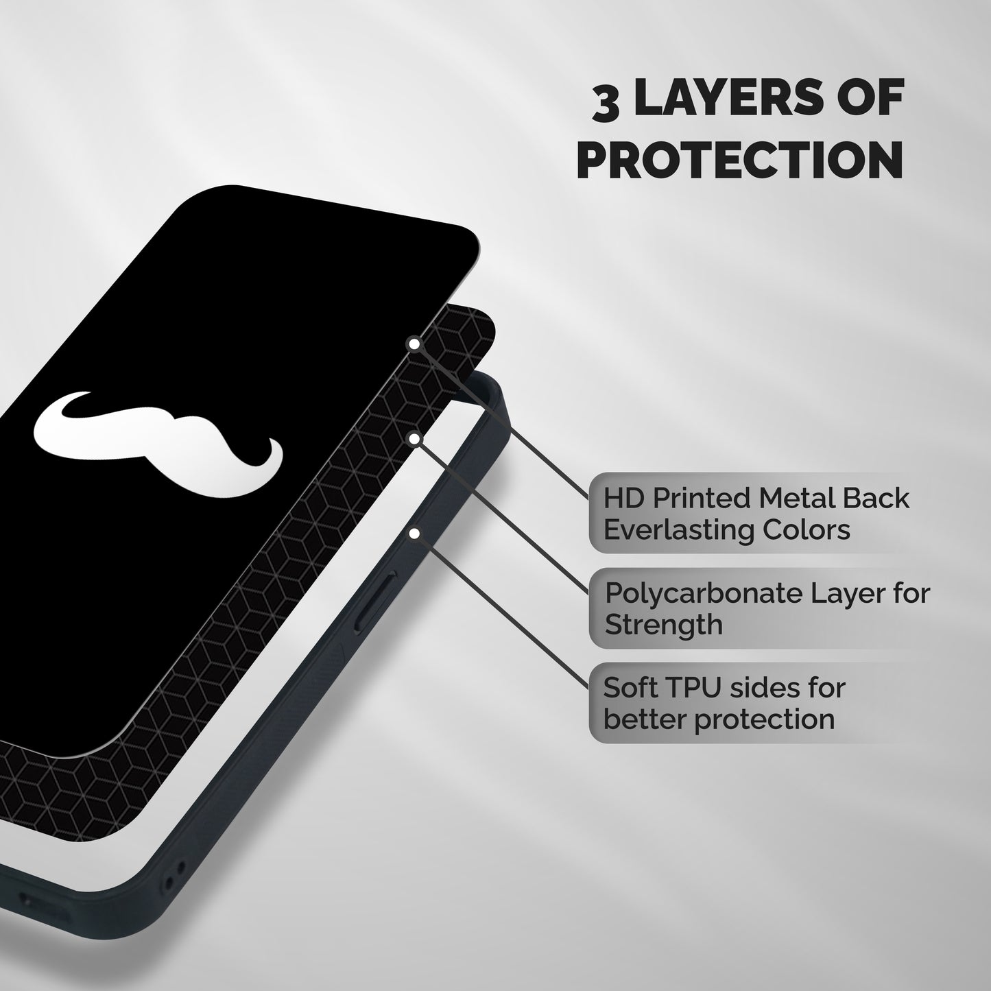 Moustache Love Shockproof Hybrid Protection (Metal + TPU) Back Case Cover