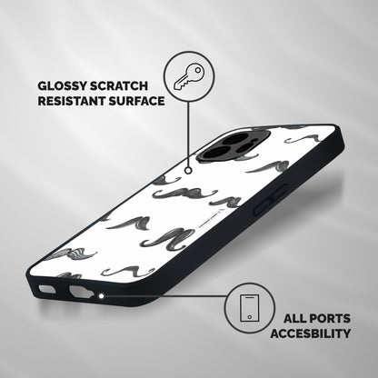 Moustache Pattern (Black) Shockproof Hybrid Protection (Metal + TPU) Back Case Cover