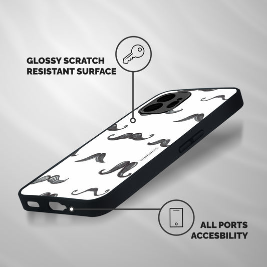 Moustache Pattern (Black) Shockproof Hybrid Protection (Metal + TPU) Back Case Cover