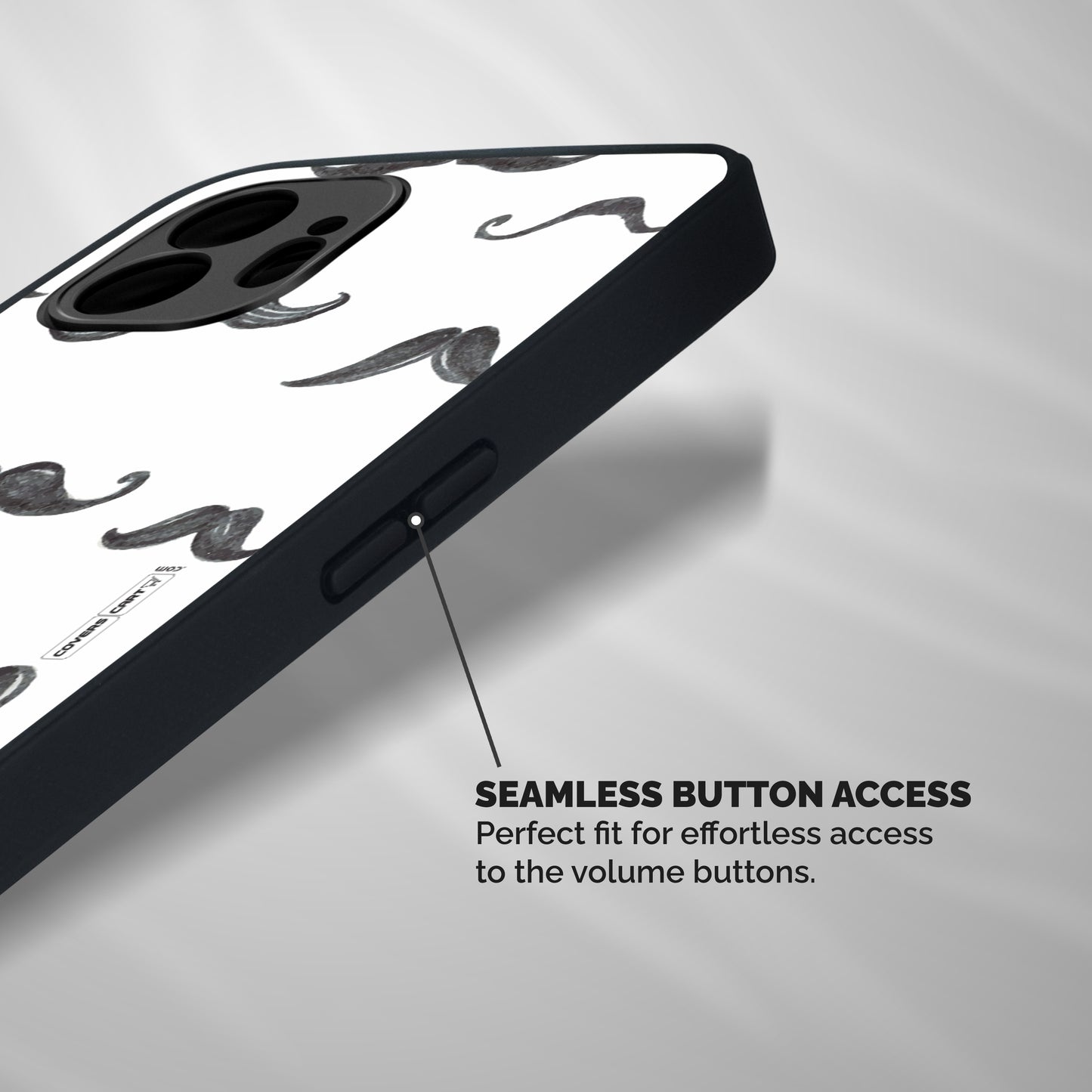 Moustache Pattern (Black) Shockproof Hybrid Protection (Metal + TPU) Back Case Cover