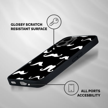 Moustache Pattern (White) Shockproof Hybrid Protection (Metal + TPU) Back Case Cover