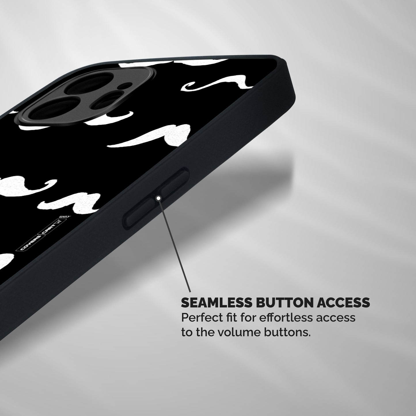 Moustache Pattern (White) Shockproof Hybrid Protection (Metal + TPU) Back Case Cover