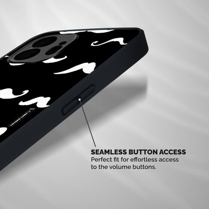 Moustache Pattern (White) Shockproof Hybrid Protection (Metal + TPU) Back Case Cover
