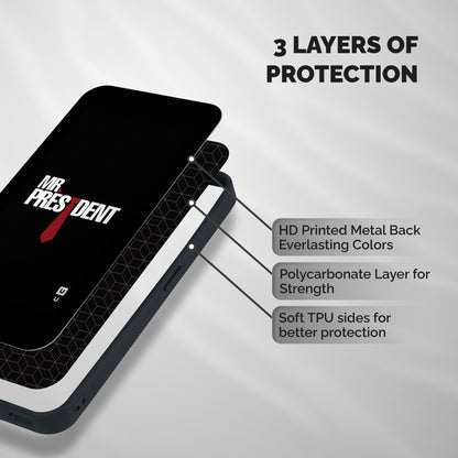 Mr President Shockproof Hybrid Protection (Metal + TPU) Back Case Cover