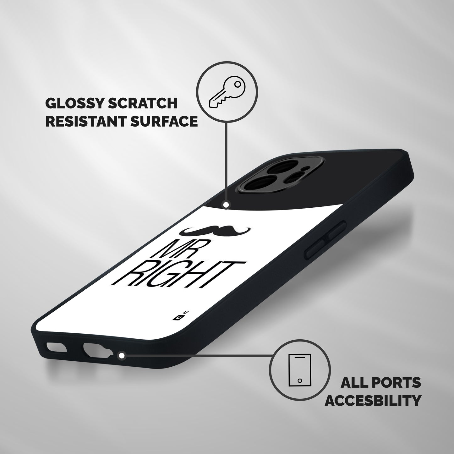 Mr. Right Moustache Shockproof Hybrid Protection (Metal + TPU) Back Case Cover
