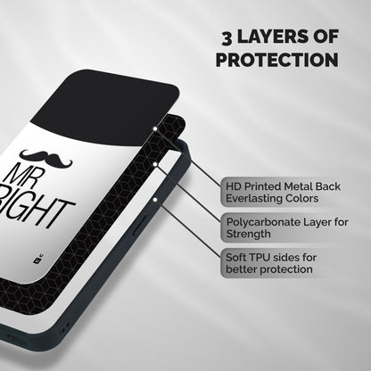Mr. Right Moustache Shockproof Hybrid Protection (Metal + TPU) Back Case Cover