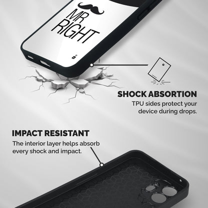 Mr. Right Moustache Shockproof Hybrid Protection (Metal + TPU) Back Case Cover