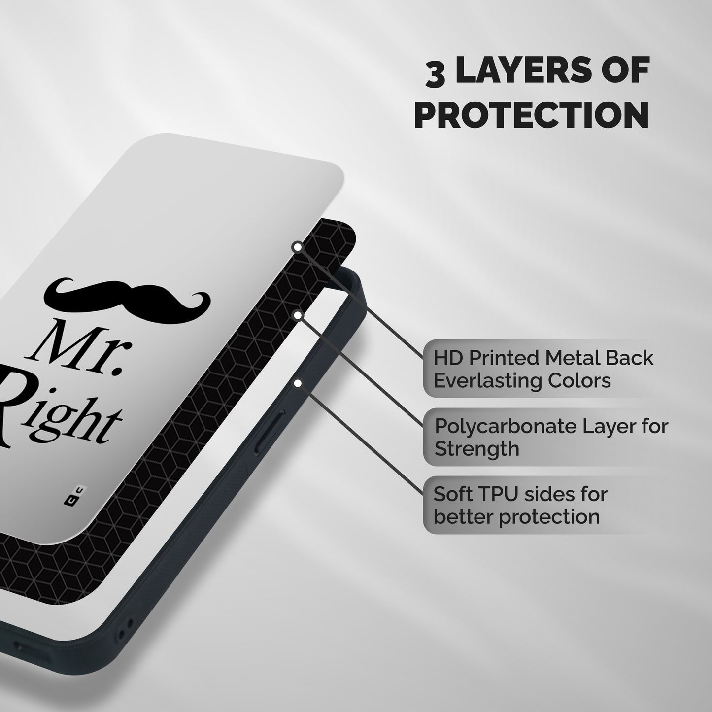 Mr. Right. Shockproof Hybrid Protection (Metal + TPU) Back Case Cover