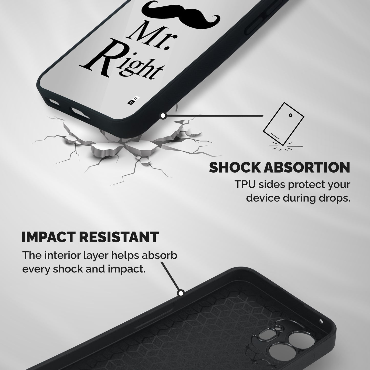 Mr. Right. Shockproof Hybrid Protection (Metal + TPU) Back Case Cover