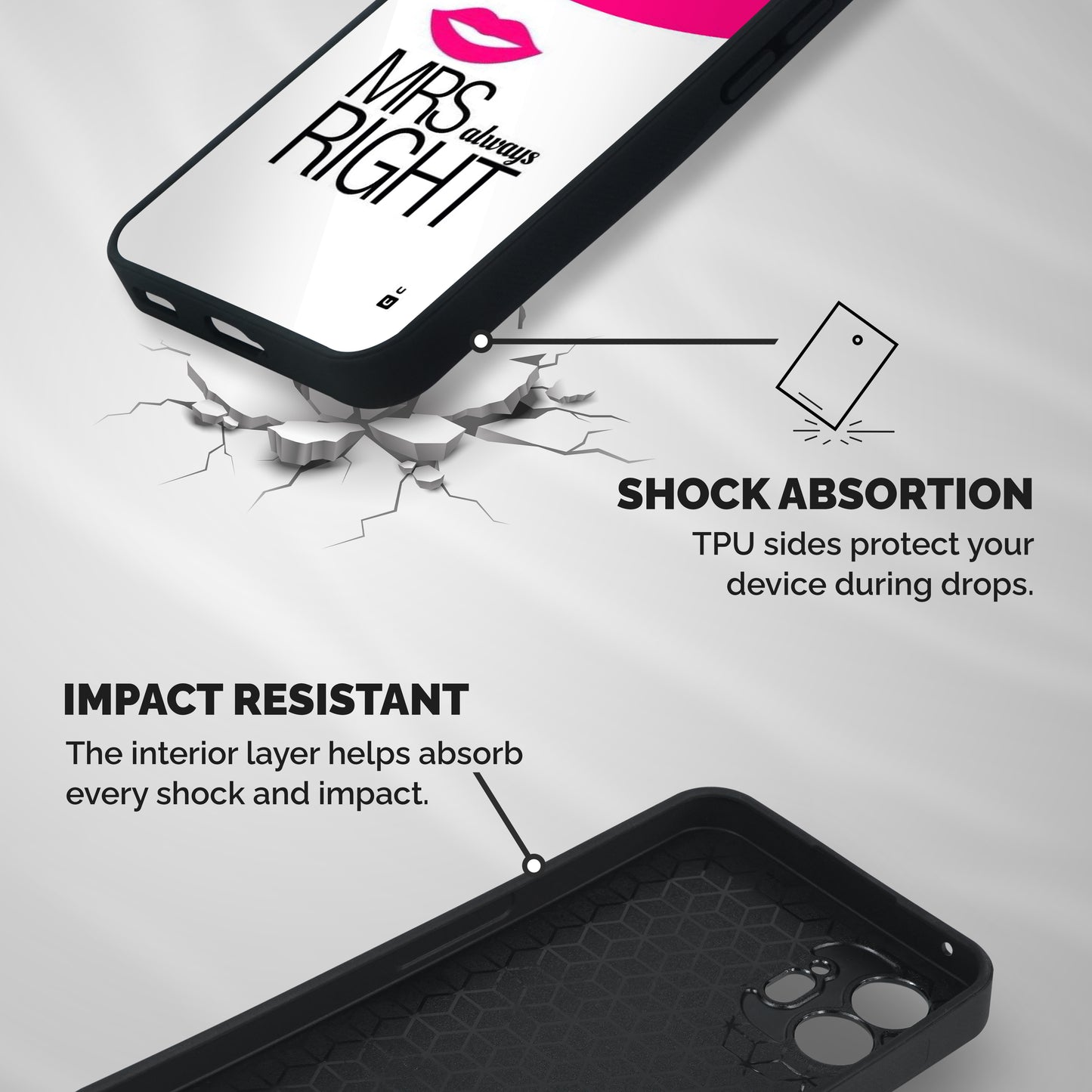 Mrs always right Shockproof Hybrid Protection (Metal + TPU) Back Case Cover