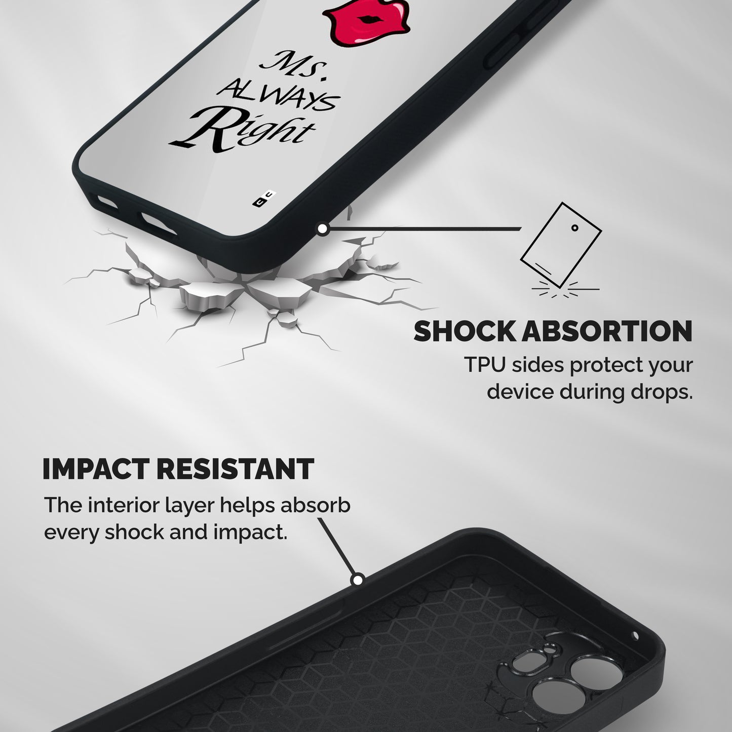 Ms. Always Right. Shockproof Hybrid Protection (Metal + TPU) Back Case Cover