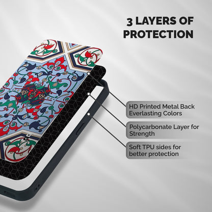 Multi Block Pattern Shockproof Hybrid Protection (Metal + TPU) Back Case Cover