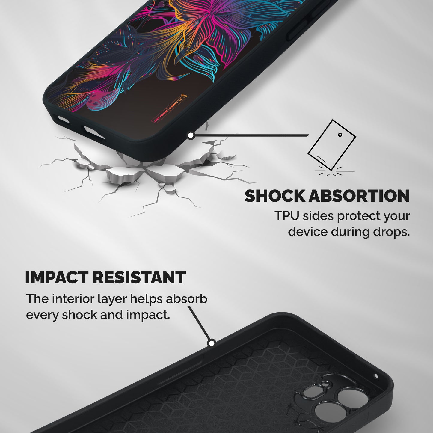 Multi-Colour Flowers Shockproof Hybrid Protection (Metal + TPU) Back Case Cover