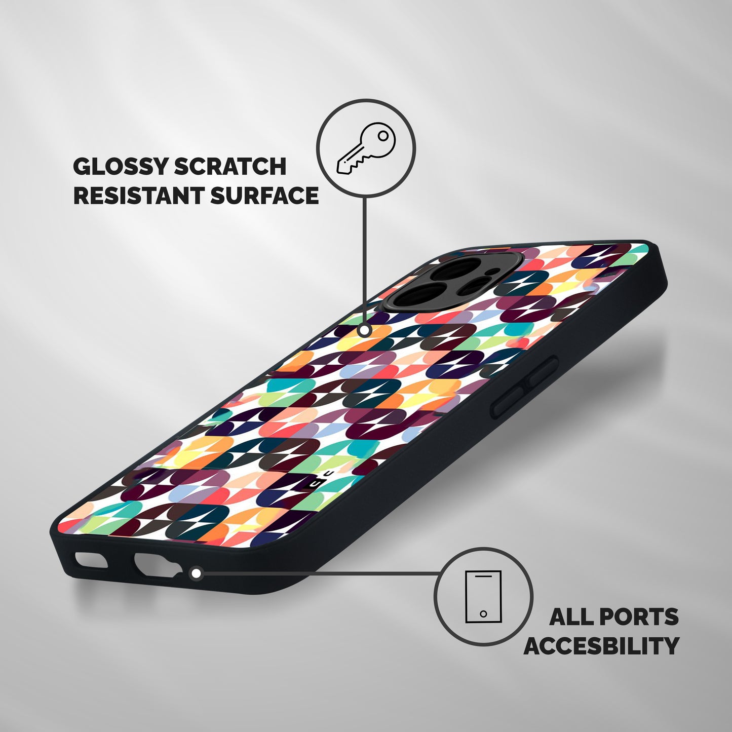 Multicolor Arc Shockproof Hybrid Protection (Metal + TPU) Back Case Cover
