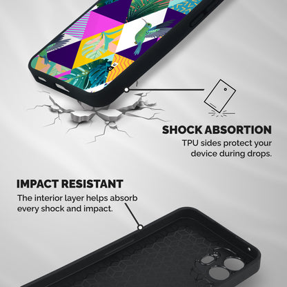 Multicolor Exotic Seamless Pattern Shockproof Hybrid Protection (Metal + TPU) Back Case Cover