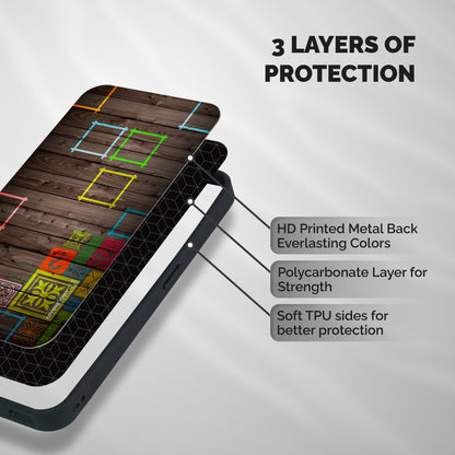 Multicolor Frame Design Shockproof Hybrid Protection (Metal + TPU) Back Case Cover