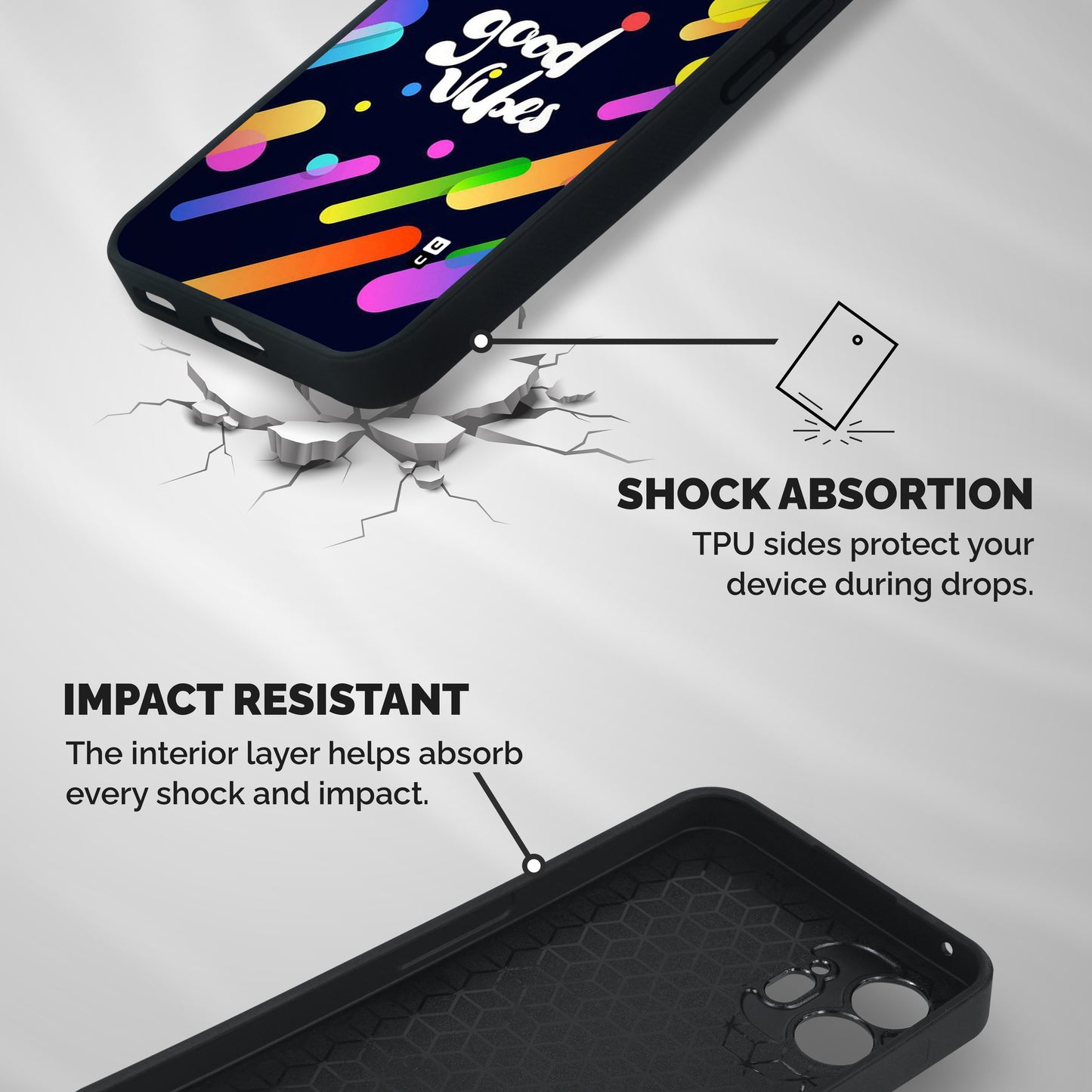 Multicolor Good Vibing Shockproof Hybrid Protection (Metal + TPU) Back Case Cover