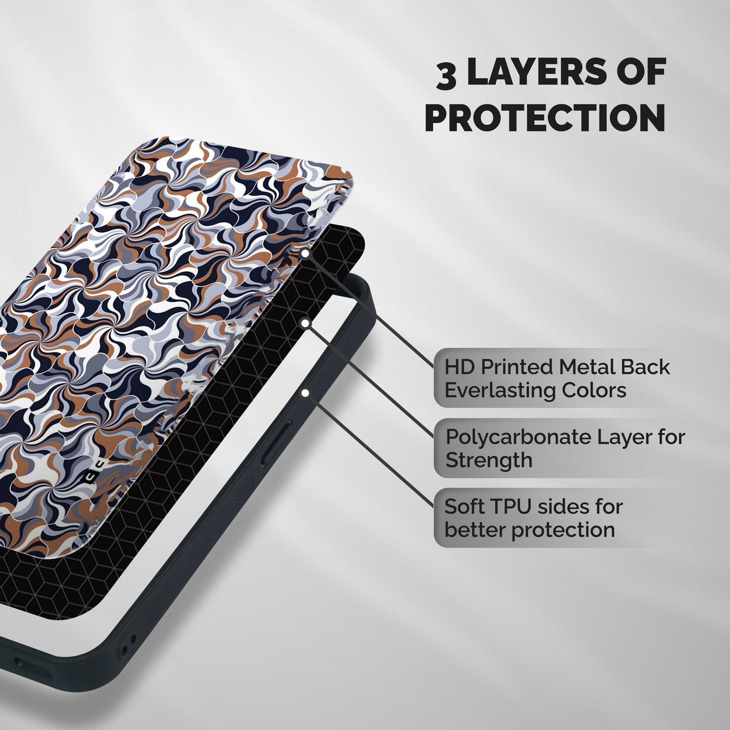 Multicolor Swirls Shockproof Hybrid Protection (Metal + TPU) Back Case Cover