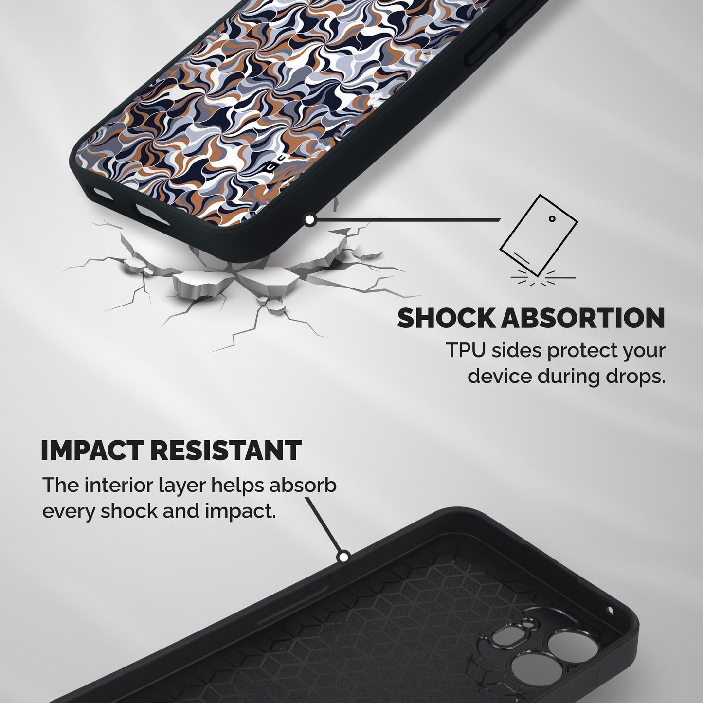 Multicolor Swirls Shockproof Hybrid Protection (Metal + TPU) Back Case Cover