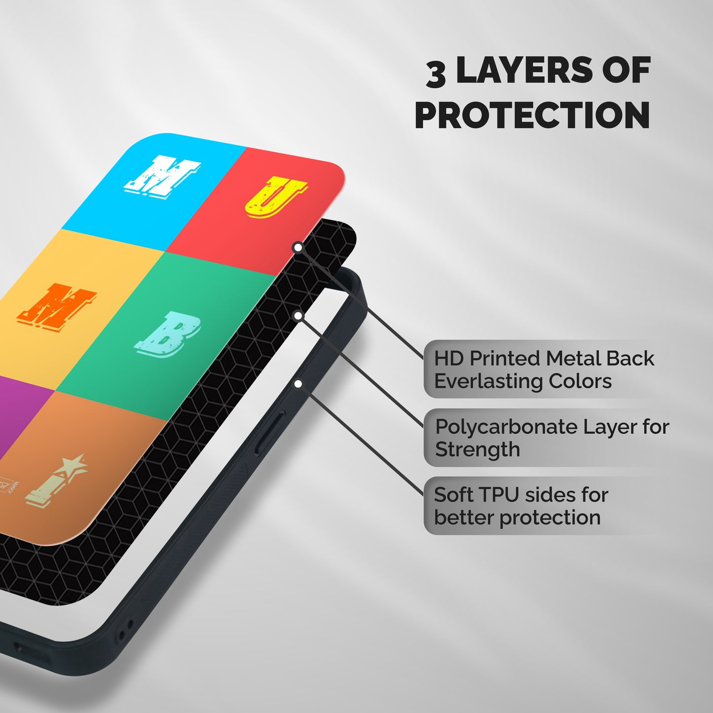 Mumbai Alphabets Shockproof Hybrid Protection (Metal + TPU) Back Case Cover