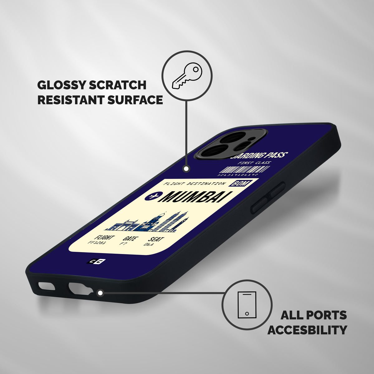 Mumbai Boarding Pass Shockproof Hybrid Protection (Metal + TPU) Back Case Cover