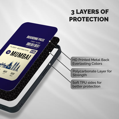 Mumbai Boarding Pass Shockproof Hybrid Protection (Metal + TPU) Back Case Cover