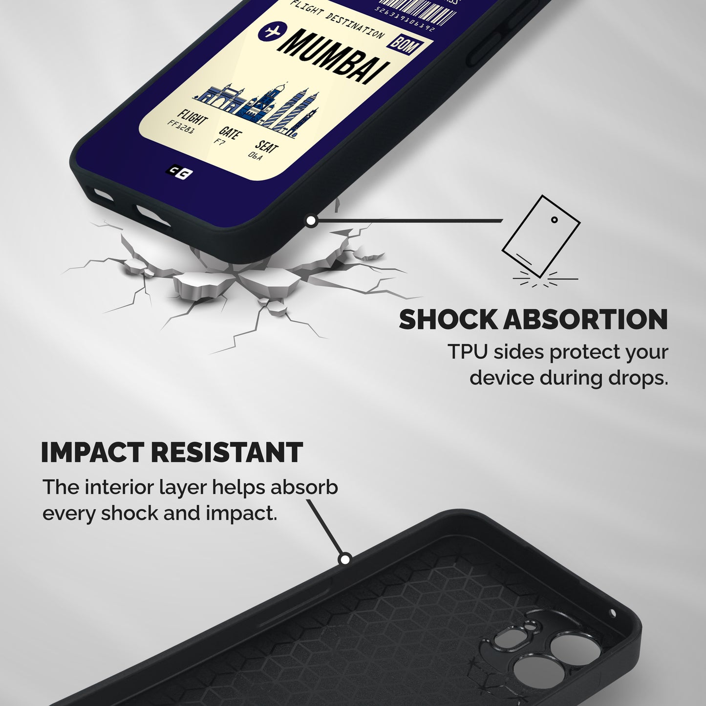 Mumbai Boarding Pass Shockproof Hybrid Protection (Metal + TPU) Back Case Cover