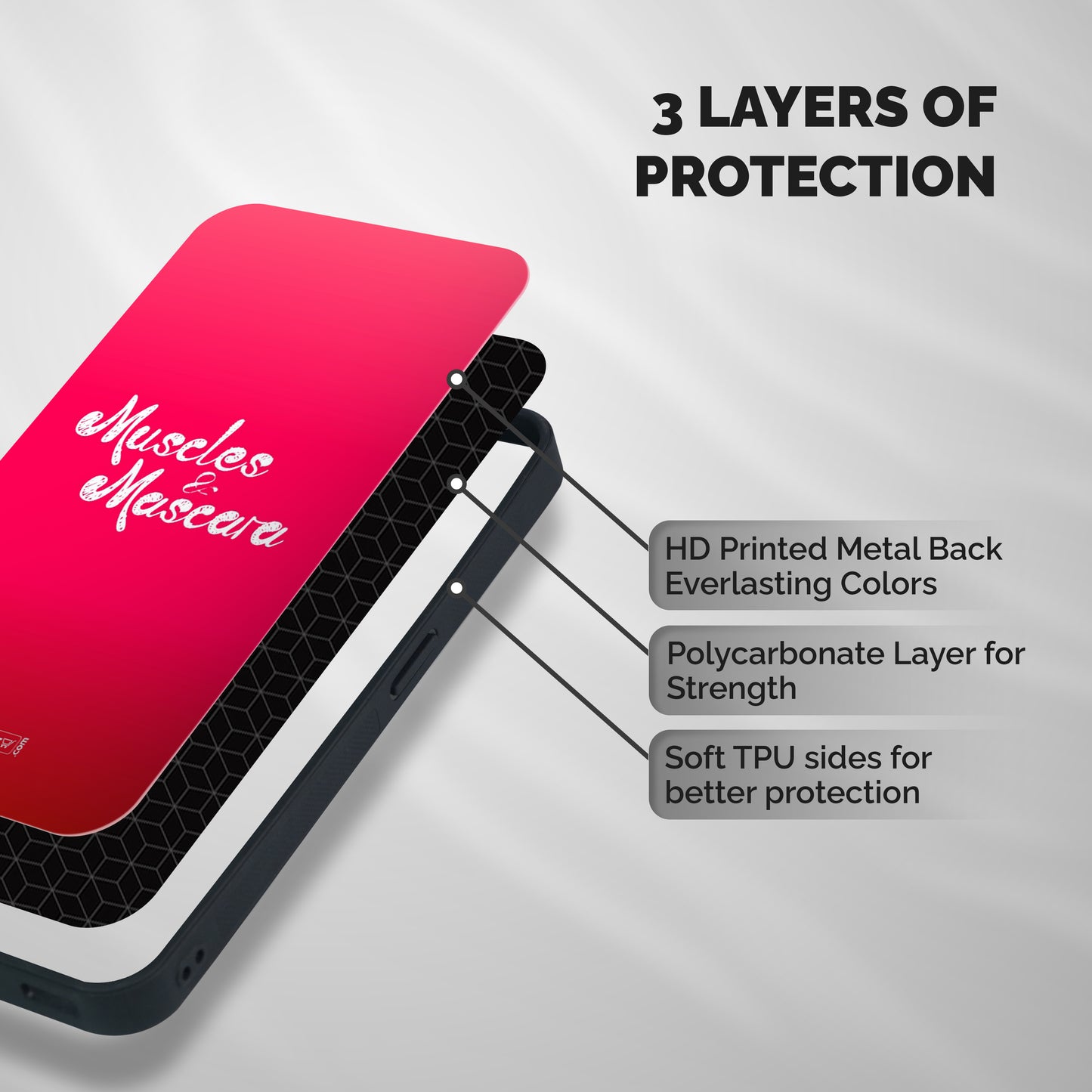 Muscles and Mascara Shockproof Hybrid Protection (Metal + TPU) Back Case Cover