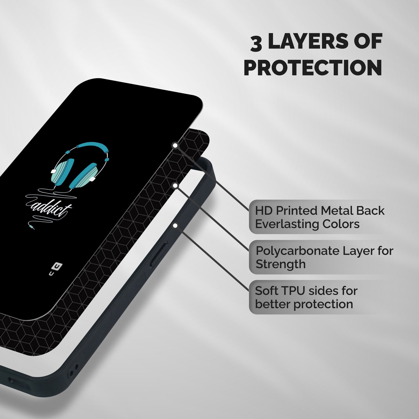 Music Addict Shockproof Hybrid Protection (Metal + TPU) Back Case Cover