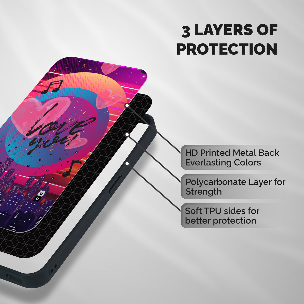 Music City Love Shockproof Hybrid Protection (Metal + TPU) Back Case Cover