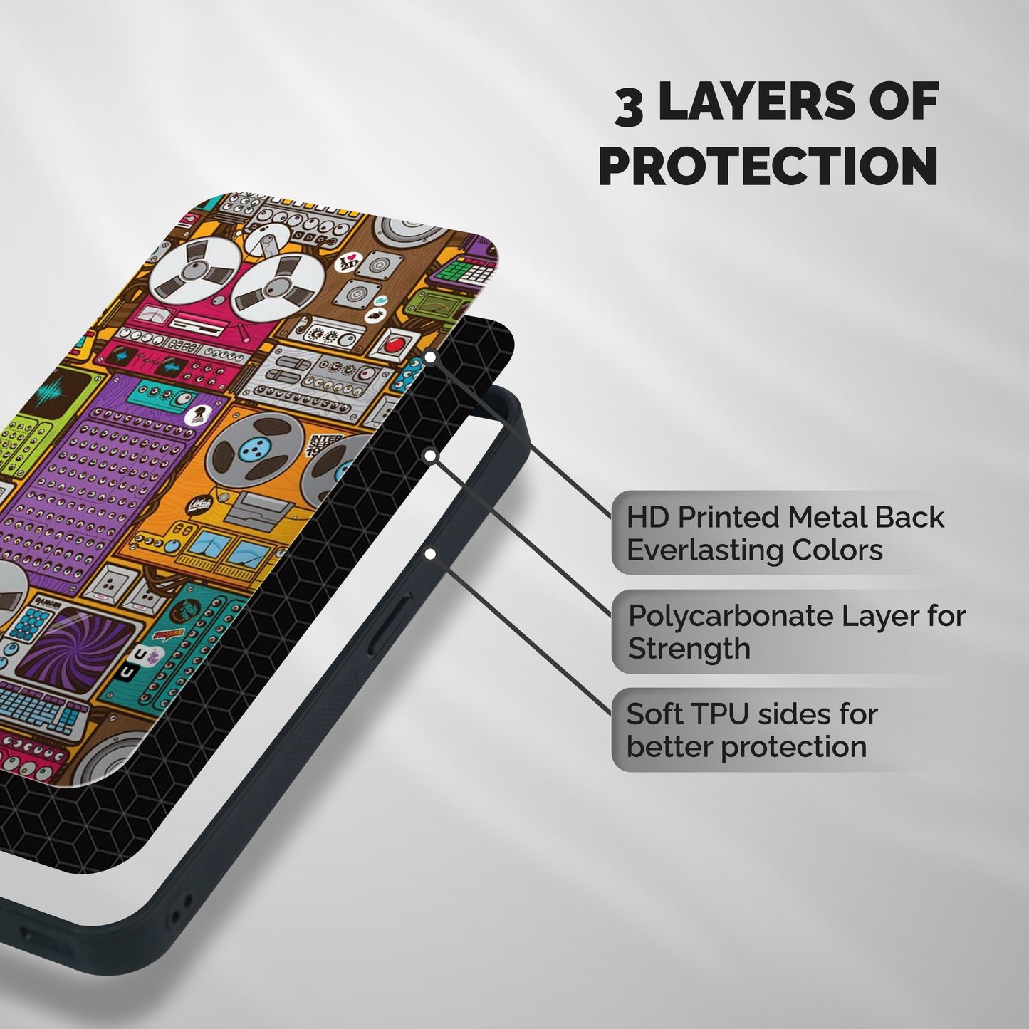 Music Decks Shockproof Hybrid Protection (Metal + TPU) Back Case Cover