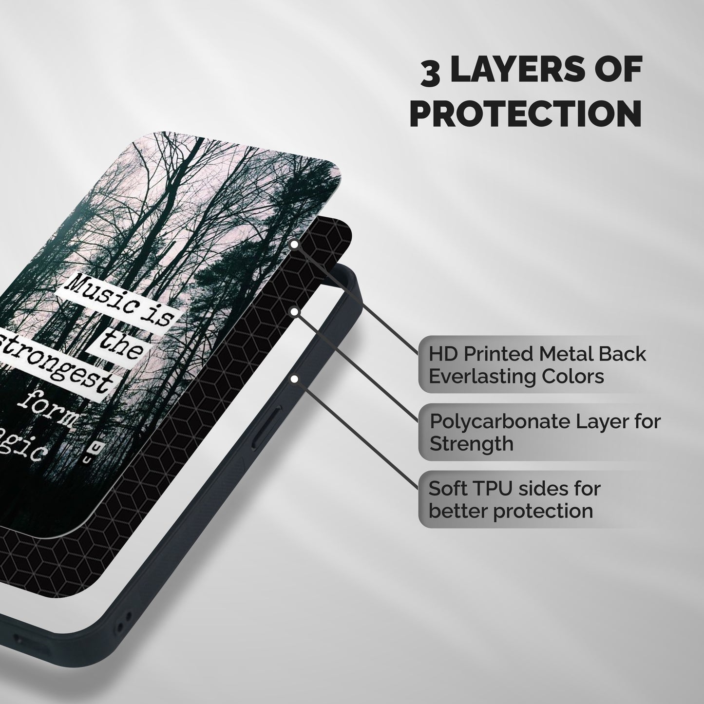 Music Magic Shockproof Hybrid Protection (Metal + TPU) Back Case Cover
