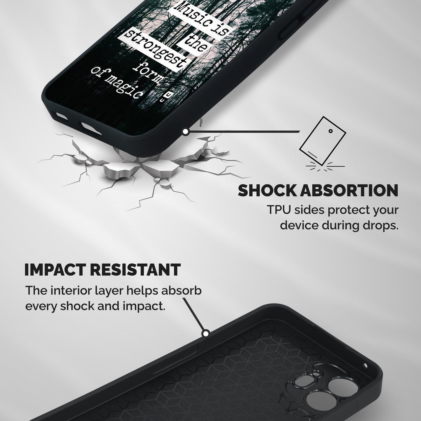 Music Magic Shockproof Hybrid Protection (Metal + TPU) Back Case Cover