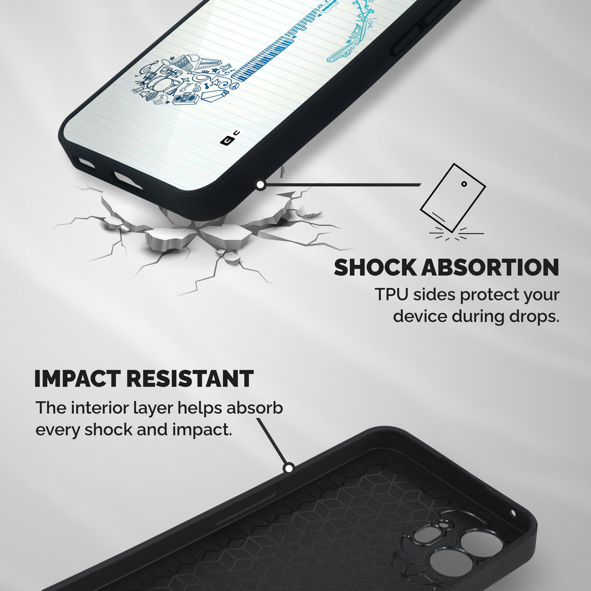Music Note Design Shockproof Hybrid Protection (Metal + TPU) Back Case Cover