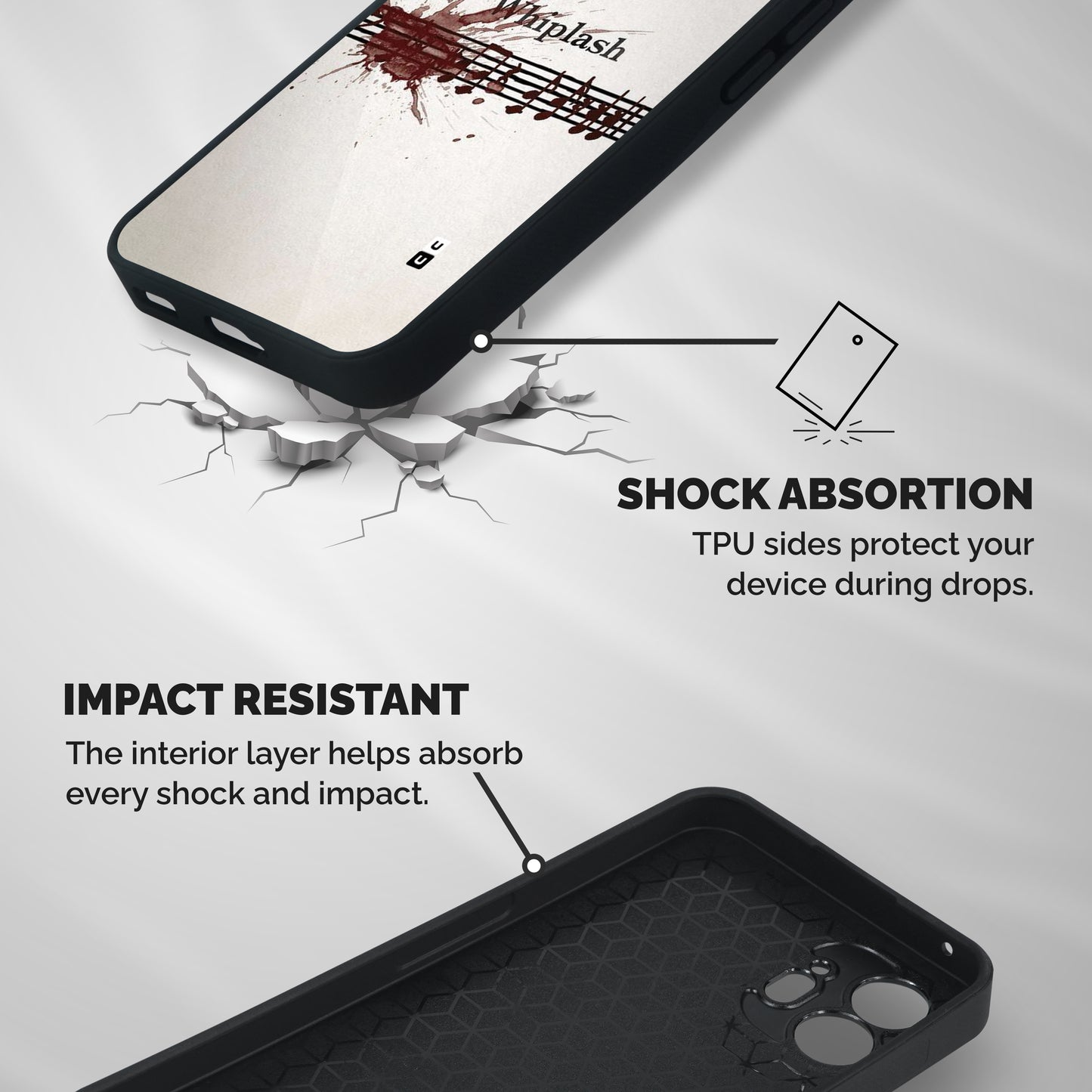 Music Notes Splash Shockproof Hybrid Protection (Metal + TPU) Back Case Cover