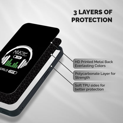 Music On World Off Shockproof Hybrid Protection (Metal + TPU) Back Case Cover