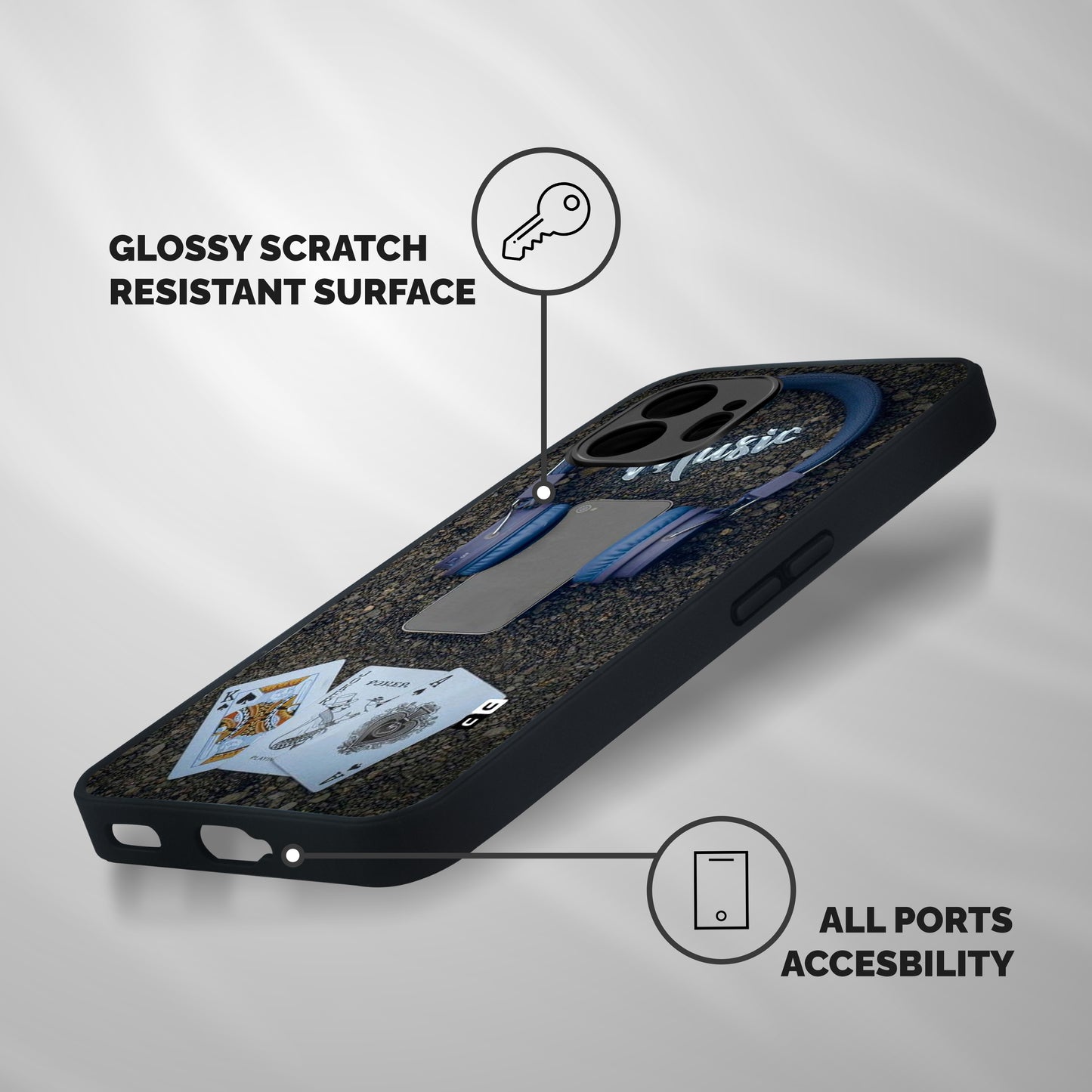 Music Power Cards Shockproof Hybrid Protection (Metal + TPU) Back Case Cover